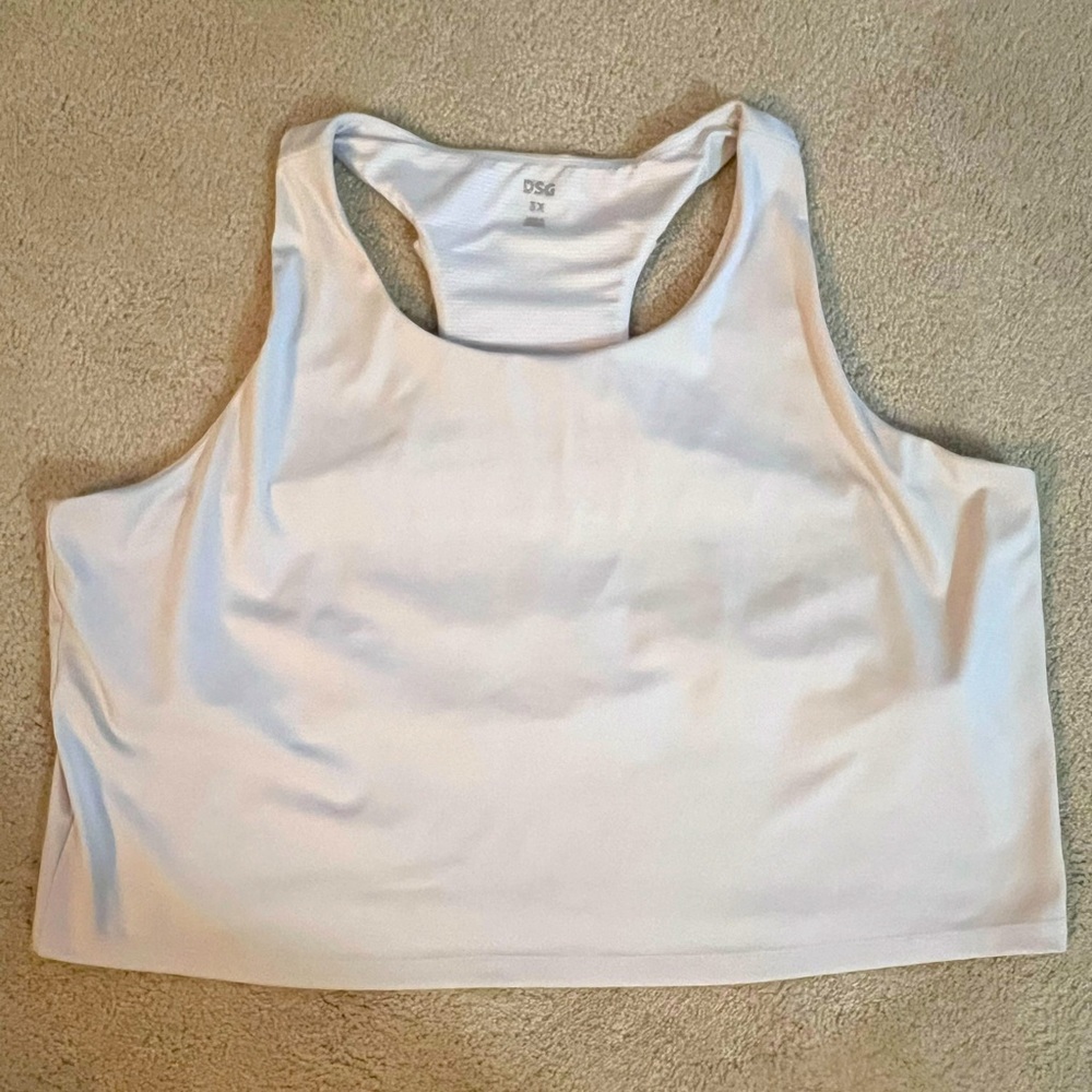 DSG Active Crop Top, White with Built-in Bra Plus Size